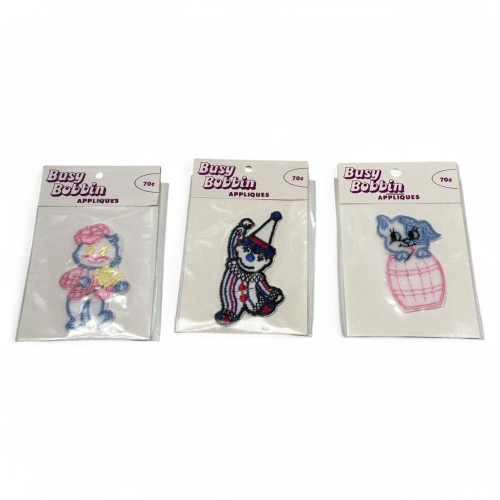 Busy Bobbin Appliques Lot 3 Vintage Sewing Dog Cat Clown - Picture 7 of 7